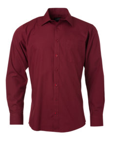 Mens Shirt Longsleeve Poplin James & Nicholson - wine