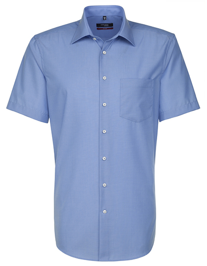 Mens Shirt Modern Fit Shortsleeve Seidensticker - midblue