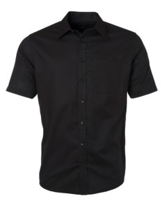 Mens Shirt Shortsleeve Oxford James & Nicholson - black