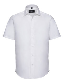 Mens Short Sleeve Fitted Shirt Russel - white