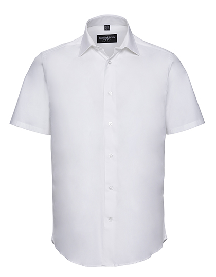 Mens Short Sleeve Fitted Shirt Russel - white