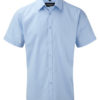 Mens Short Sleeve Herringbone Shirt Russel - light blue