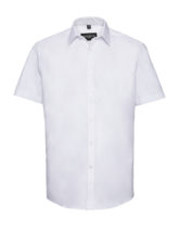 Mens Short Sleeve Herringbone Shirt Russel - white