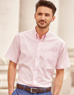 Mens Short Sleeve Oxford Shirt Russel - classic pink