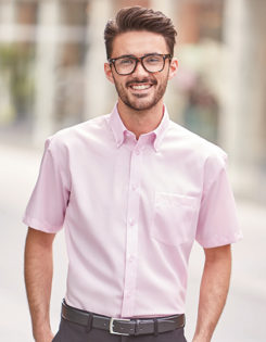 Mens Short Sleeve Ultimate Non Iron Shirt Russell - classic pink