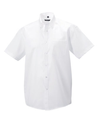 Mens Short Sleeve Ultimate Non Iron Shirt Russell - white