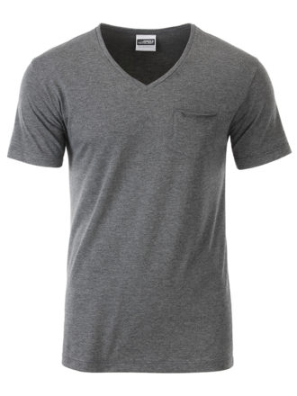 Mens T Pocket James & Nicholson - black heather