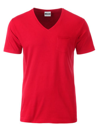 Mens T Pocket James & Nicholson - red