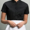 Womens Bar Shirt Mandarin Collar Long Sleeve Bargear - black