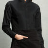 Womens Bar Shirt Mandarin Collar Long Sleeve Bargear - black