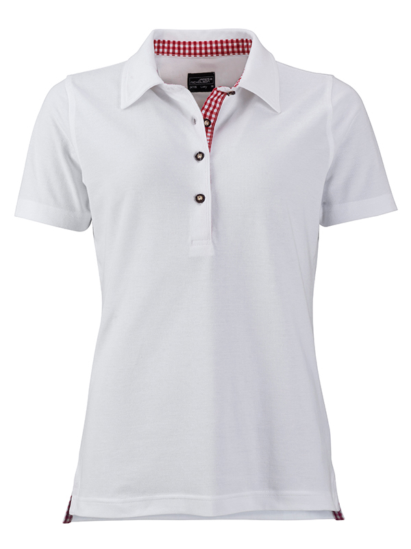 Ladies Traditional Polo James & Nicholson - white red