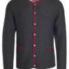Mens Traditional Knitted Jacket James & Nicholson - anthracite melange red red