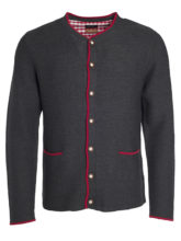 Mens Traditional Knitted Jacket James & Nicholson - anthracite melange red red