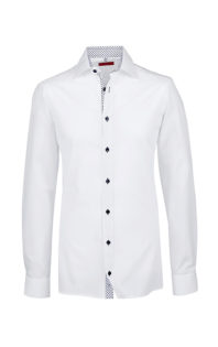 Greiff Premium Hemd Slim Fit - weiß kontrast blau