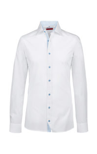 Greiff Premium Hemd Slim Fit - weiß kontrast bleu