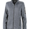 Ladies Knitted Fleece Jacket James & Nicholson - dark grey melange silver