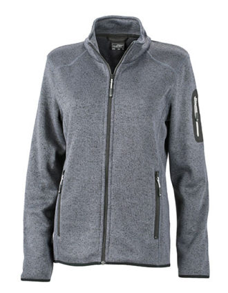 Ladies Knitted Fleece Jacket James & Nicholson - dark grey melange silver