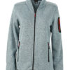 Ladies Knitted Fleece Jacket James & Nicholson - light grey melange red