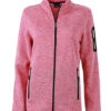 Ladies Knitted Fleece Jacket James & Nicholson - pink melange offwhite