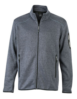 Mens Knitted Fleece Jacket James & Nicholson - dark grey melange silver