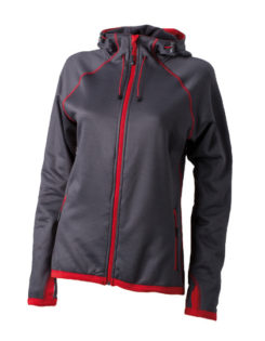 Ladies Hooded Fleece James & Nicholson - carbon red