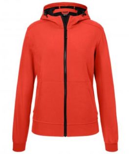 Ladies Hooded Softshell Jacket James & Nicholson - flame black