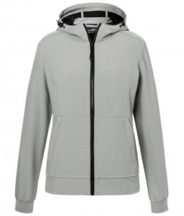 Ladies Hooded Softshell Jacket James & Nicholson - light grey black