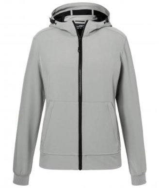 Ladies Hooded Softshell Jacket James & Nicholson - light grey black