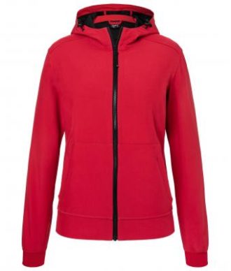 Ladies Hooded Softshell Jacket James & Nicholson - red black