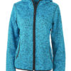 Ladies Knitted Fleece Hoody James & Nicholson - blue melange black