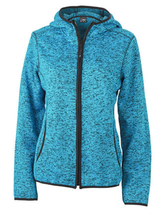 Ladies Knitted Fleece Hoody James & Nicholson - blue melange black