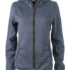 Ladies Knitted Fleece Hoody James & Nicholson - denim melange black