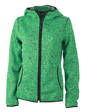 Ladies Knitted Fleece Hoody James & Nicholson - green melange black