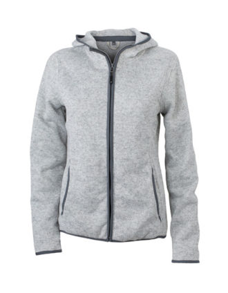 Ladies Knitted Fleece Hoody James & Nicholson - light melange carbon