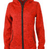 Ladies Knitted Fleece Hoody James & Nicholson - red melange black