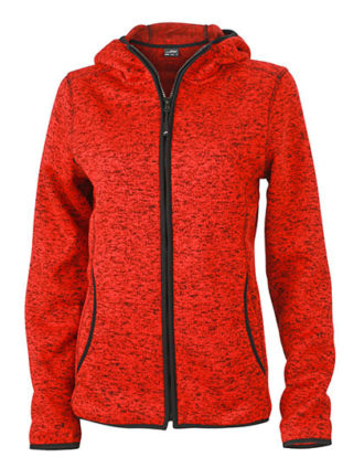 Ladies Knitted Fleece Hoody James & Nicholson - red melange black