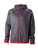 Mens Hooded Fleece James & Nicholson - carbon red