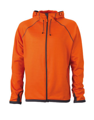 Mens Hooded Fleece James & Nicholson - dark orange carbon