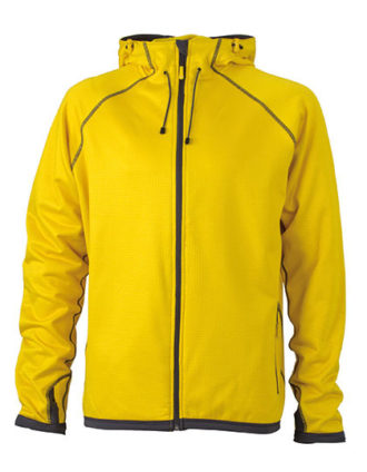 Mens Hooded Fleece James & Nicholson - yellow carbon