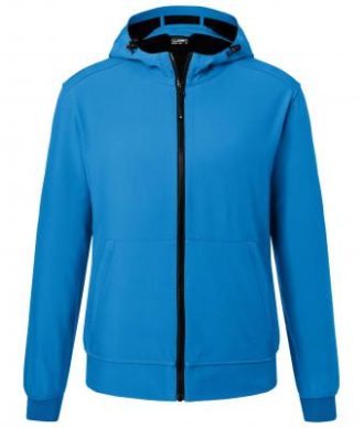 Mens Hooded Softshell Jacket James & Nicholson - blue black