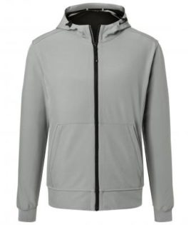 Mens Hooded Softshell Jacket James & Nicholson - light grey black