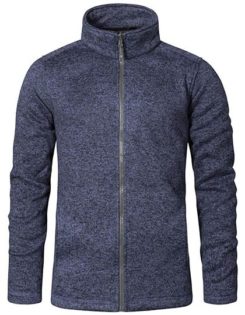 Mens Knit Fleece Jacket C+ Promodoro - heather blue