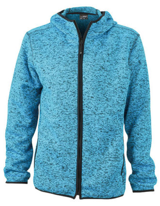 Mens Knitted Fleece Hoody James & Nicholson - blue melange black