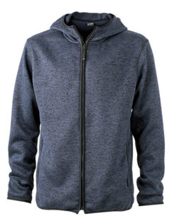 Mens Knitted Fleece Hoody James & Nicholson - denim melange black