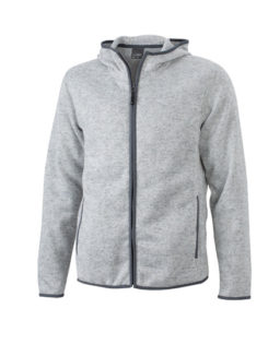 Mens Knitted Fleece Hoody James & Nicholson - light melange carbon