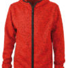 Mens Knitted Fleece Hoody James & Nicholson - red melange black