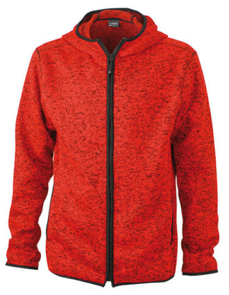 Mens Knitted Fleece Hoody James & Nicholson - red melange black
