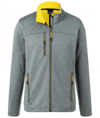 Mens Melange Softshell Jacket James & Nicholson - dark melange yellow