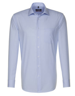 Seidensticker Mens Shirt Modern Fit Check & Stripes Longsleeve - striped light blue white