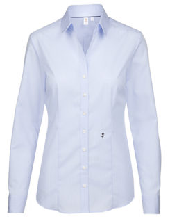 Seidensticker Womens Blouse Slim Fit Check & Stripes Longsleeve - check light blue white